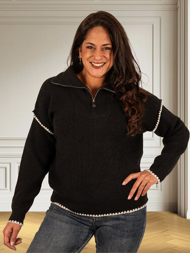 Zwarte schipperstrui feston