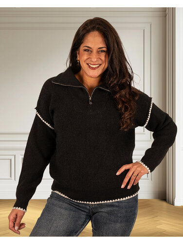 Zwarte schipperstrui feston