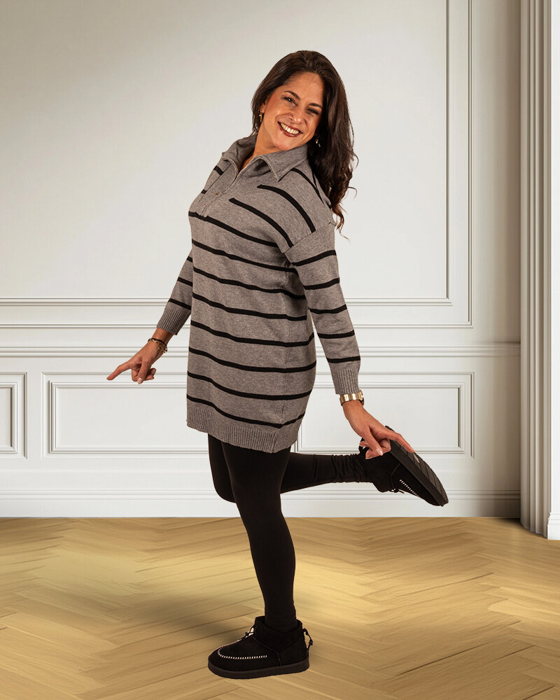 Grijs/zwart gestreepte schipperstrui  van Cosmoda