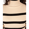Ecru/zwart gestreepte trui met col