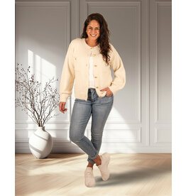 Lichtbeige gebreid vest met knopen
