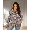 Ecru/donkerblauw zebraprint blouse van Lulumary