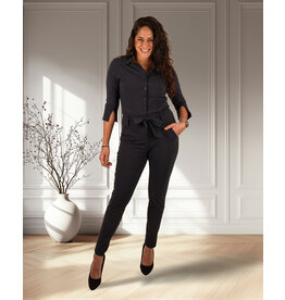 Mi  Piace Donkerblauwe travelstof jumpsuit van Mi Piace