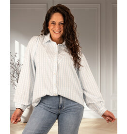 Lichtblauw/wit gestreepte blouse
