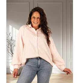 Roze/wit gestreepte blouse