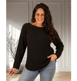 Made in Italy Zwarte trui met ronde hals