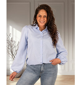 Gemma Ricceri Blauw/wit gestreepte blouse strass