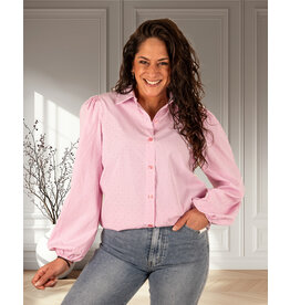 Gemma Ricceri Roze/wit gestreepte blouse strass
