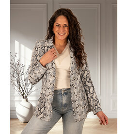 Mi  Piace Blue/kit snakeprint travelstof blazer van Mi Piace