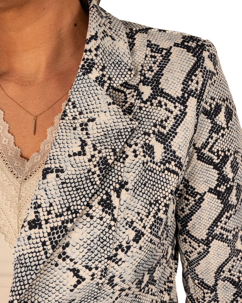 Blue/kit snakeprint halflange travelstof blazer van Mi Piace