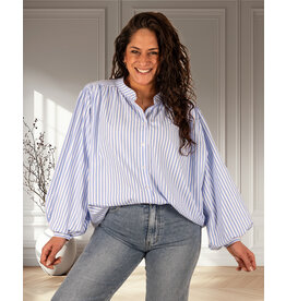 New Collection Lichtblauw/wit gestreepte blouse