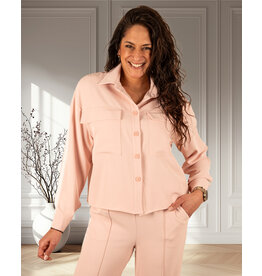 Vera Jo Zalmroze blouse met bies