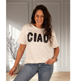 El-Vita Wit shirt zwarte "Ciao"print