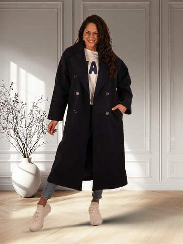 El-Vita Donkerblauwe lange jas