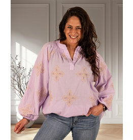 El-Vita Lila blouse gouden borduur