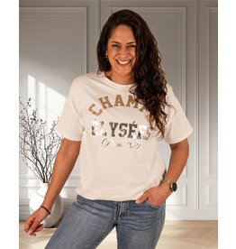 Gemma Ricceri Wit shirt gouden "Champs"print