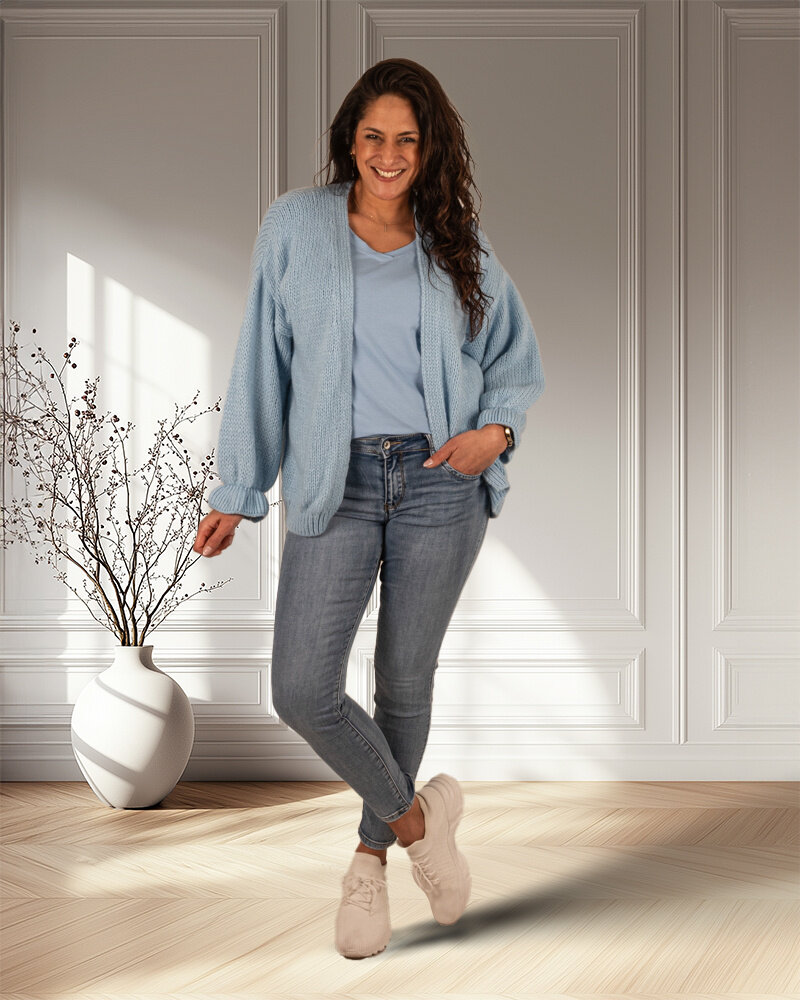 Lichtblauw basis shirt V-hals van Gemma Ricceri