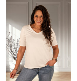 Gemma Ricceri Off-white basis shirt V-hals