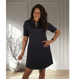 New Collection Donkerblauw travelstof jurkje