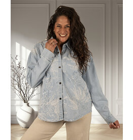 Gemma Ricceri Lichtblauwe jeans blouse met borduur