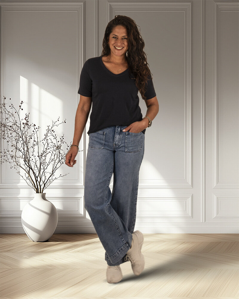 Donkerblauw basis shirt V-hals van Gemma Ricceri