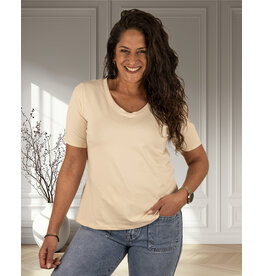 Gemma Ricceri Beige basis shirt V-hals