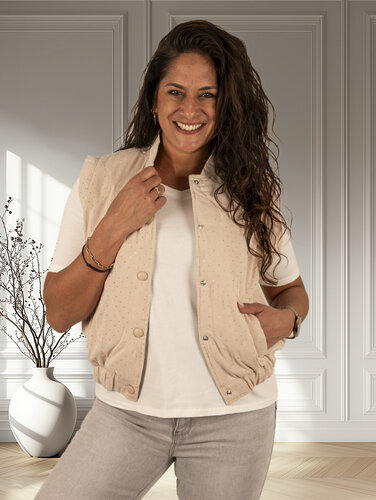 Gemma Ricceri Beige bodywarmer met strass