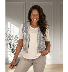Jeans gilet met borduur