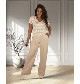 Beige pantalon met naad
