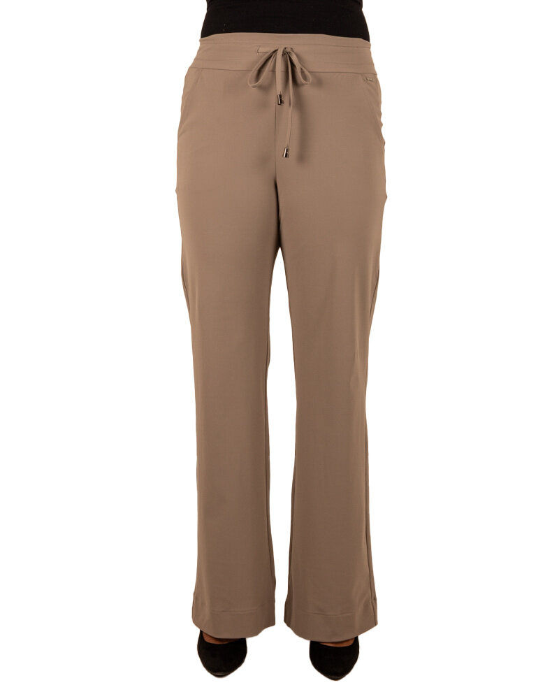 Taupe travelstof pantalon met rechte pijp van Mi Piace