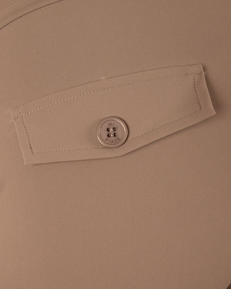 Taupe travelstof pantalon met rechte pijp van Mi Piace