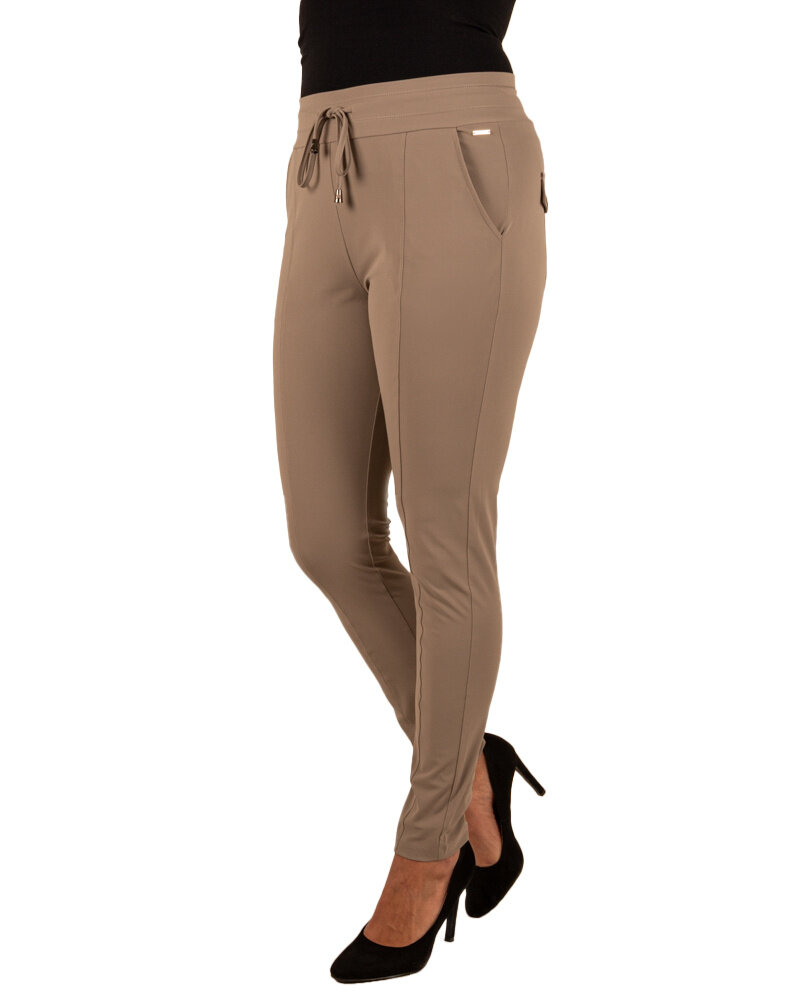 Taupe travelstof broek van Mi Piace