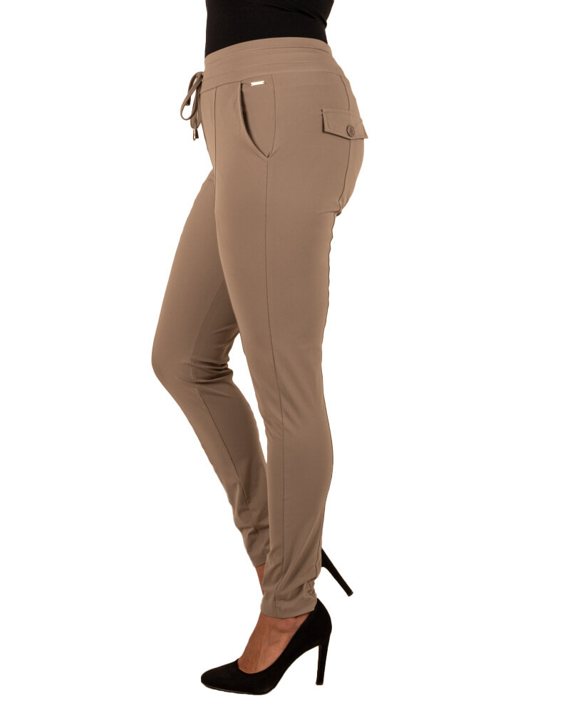 Taupe travelstof broek van Mi Piace