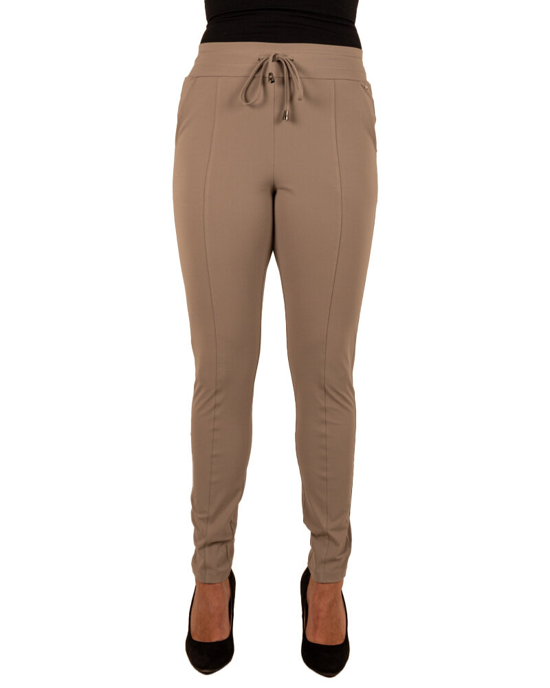 Taupe travelstof broek van Mi Piace