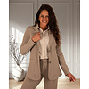 Taupe halflange travelstof blazer van Mi Piace