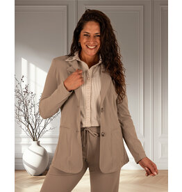 Mi  Piace Taupe halflange travelstof blazer van Mi Piace