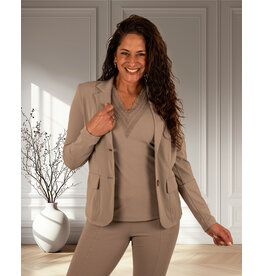 Mi  Piace Taupe travelstof blazer van Mi Piace