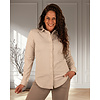 Taupe/kit gestreepte travelstof blouse van Mi Piace
