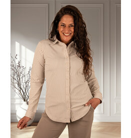 Mi  Piace Taupe/kit travelstof blouse van Mi Piace