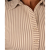 Taupe/kit gestreepte travelstof blouse van Mi Piace