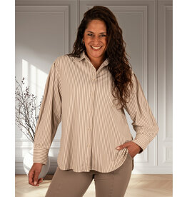 Mi  Piace Taupe/kit travelstof blouse van Mi Piace