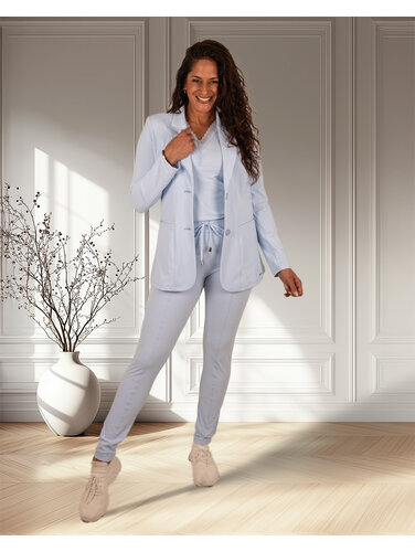 Mi  Piace Lichtblauwe travelstof broek