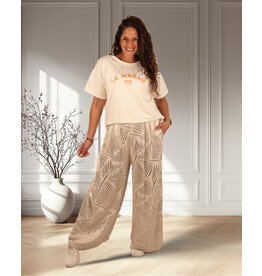 Beige palm pantalon
