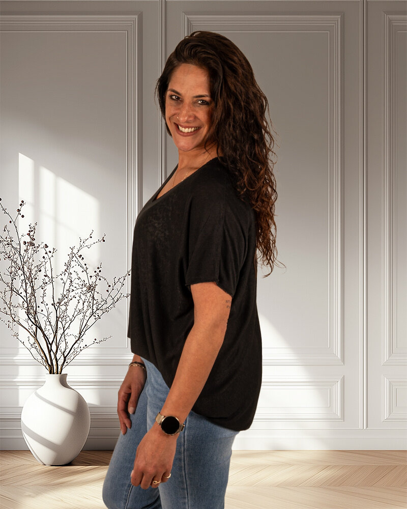 Zwart shirt V-hals van Your&Self