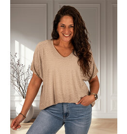 Taupe shirt V-hals