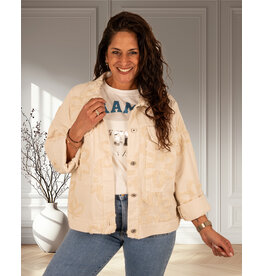Lichtbeige jeans jack bloemen