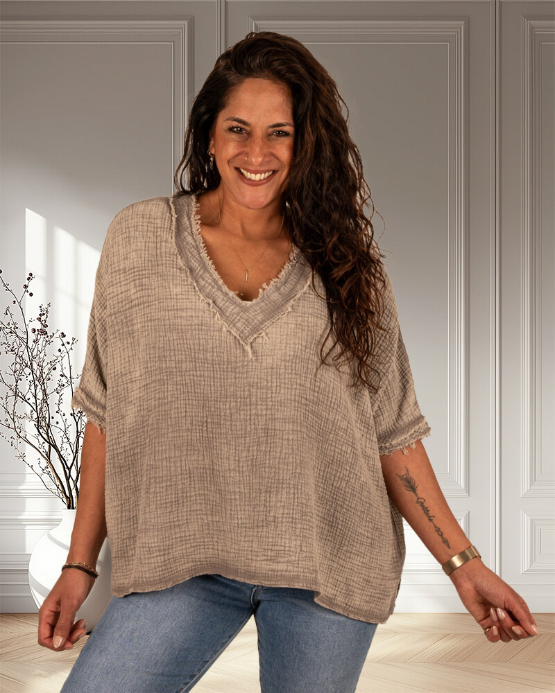 Grijs bigshirt wafelstof van Your&Self