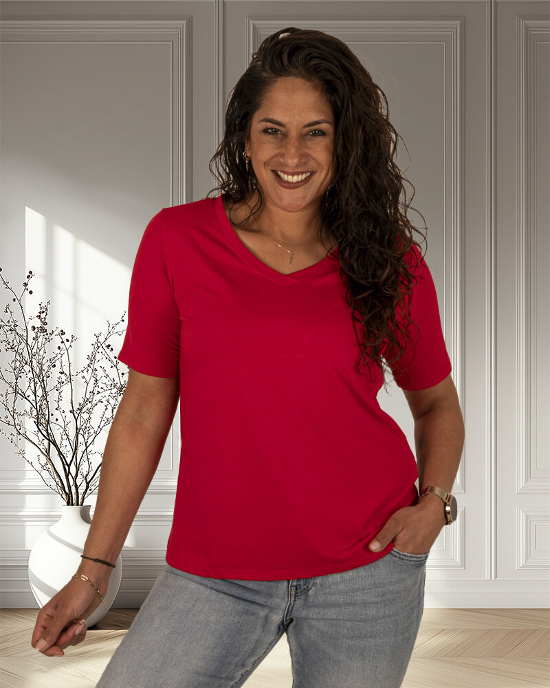 Rood basis shirt V-hals van Gemma Ricceri
