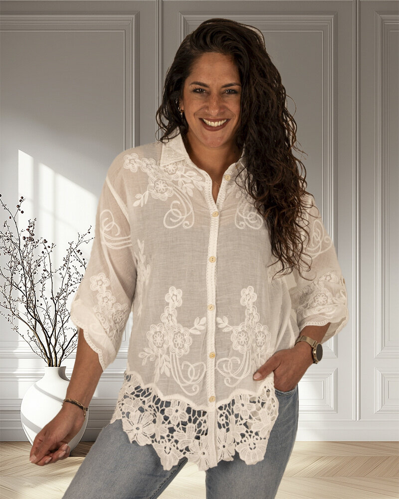 Witte blouse met borduur van Y.Two