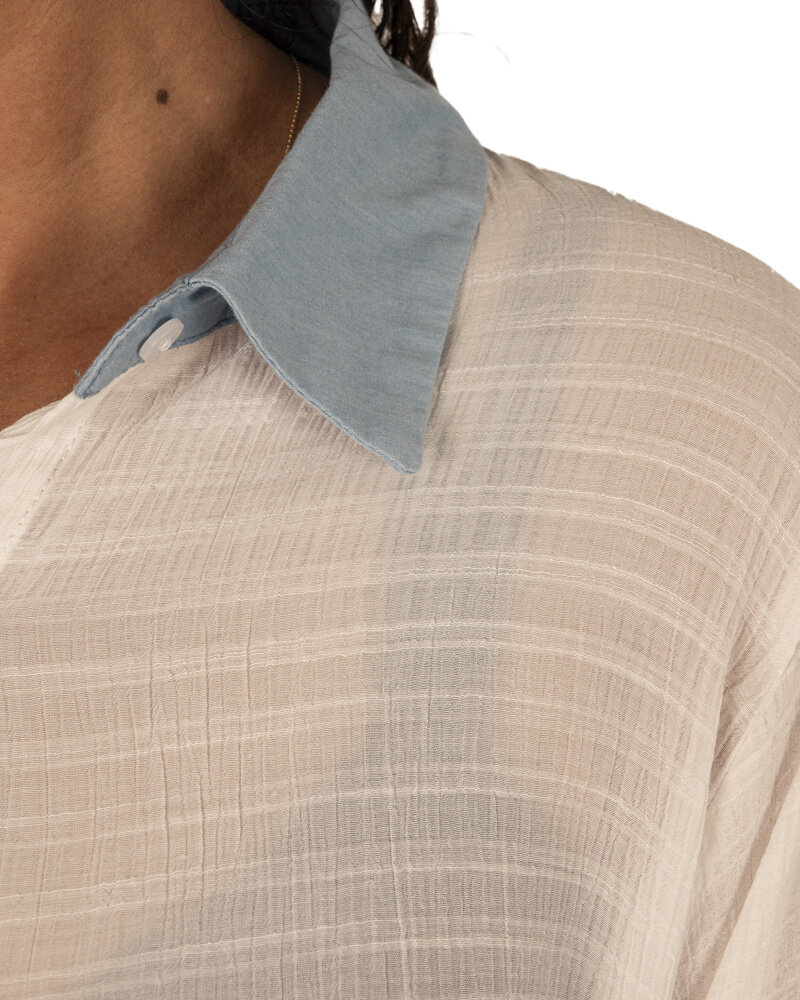 Witte blouse jeans bloem van Lamiar